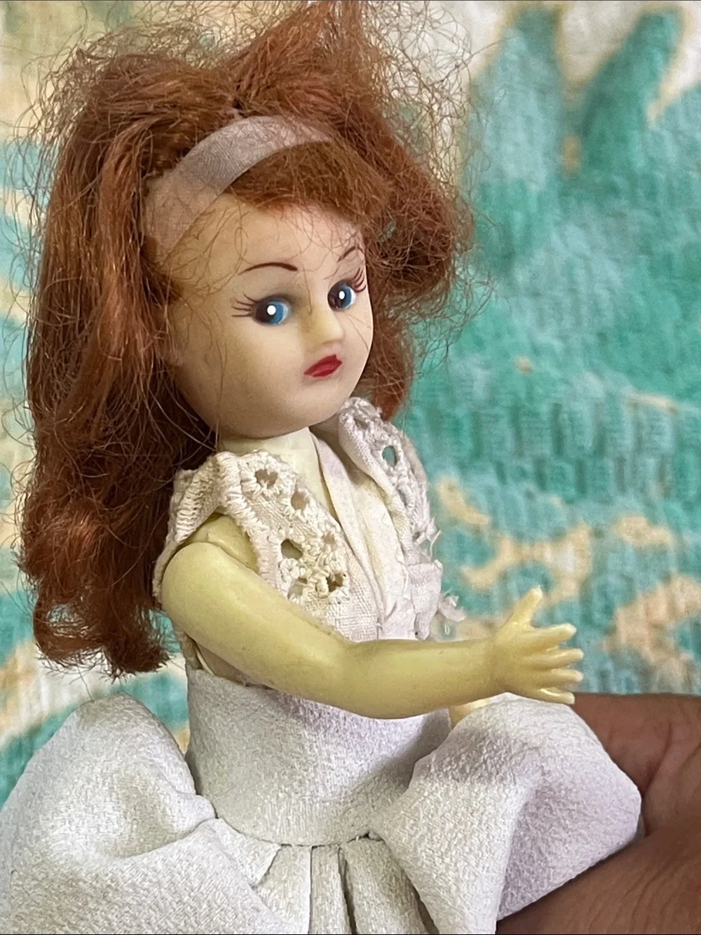 Vintage White-Lace Fashion Doll with Red Hair